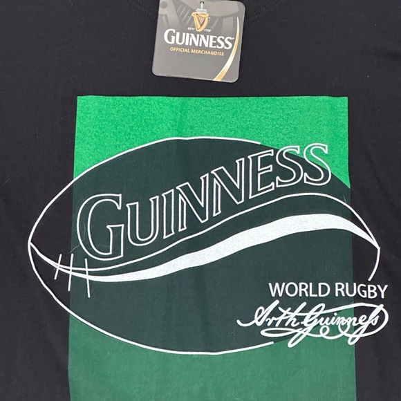 Men’s Irish Beer Guinness Large Football Short Sleeve T-Shirt Top Tee Black NWT - Picture 5 of 9
